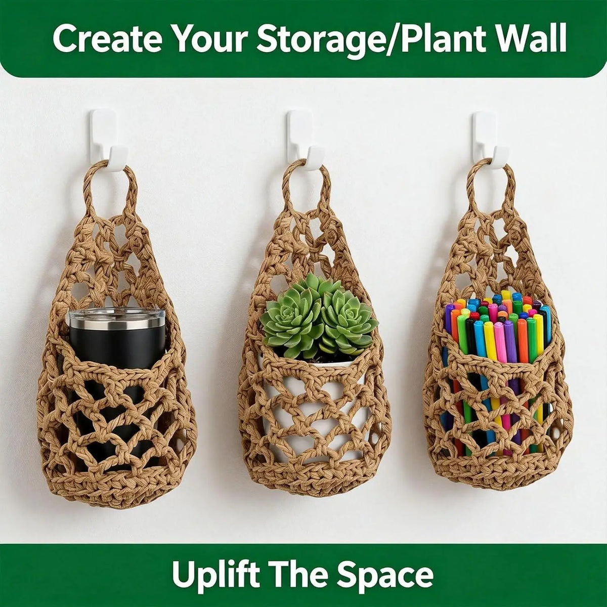Macrame Plant Wall Hanger – Handwoven Cotton Rope Pot Holder Macrame Plant Hanger Axl