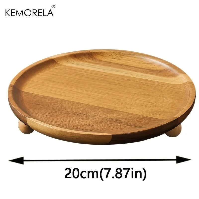 KEMORELA Solid Wood Serving Tray – Vintage Pedestal Stand Wooden Serving Tray Axl D
