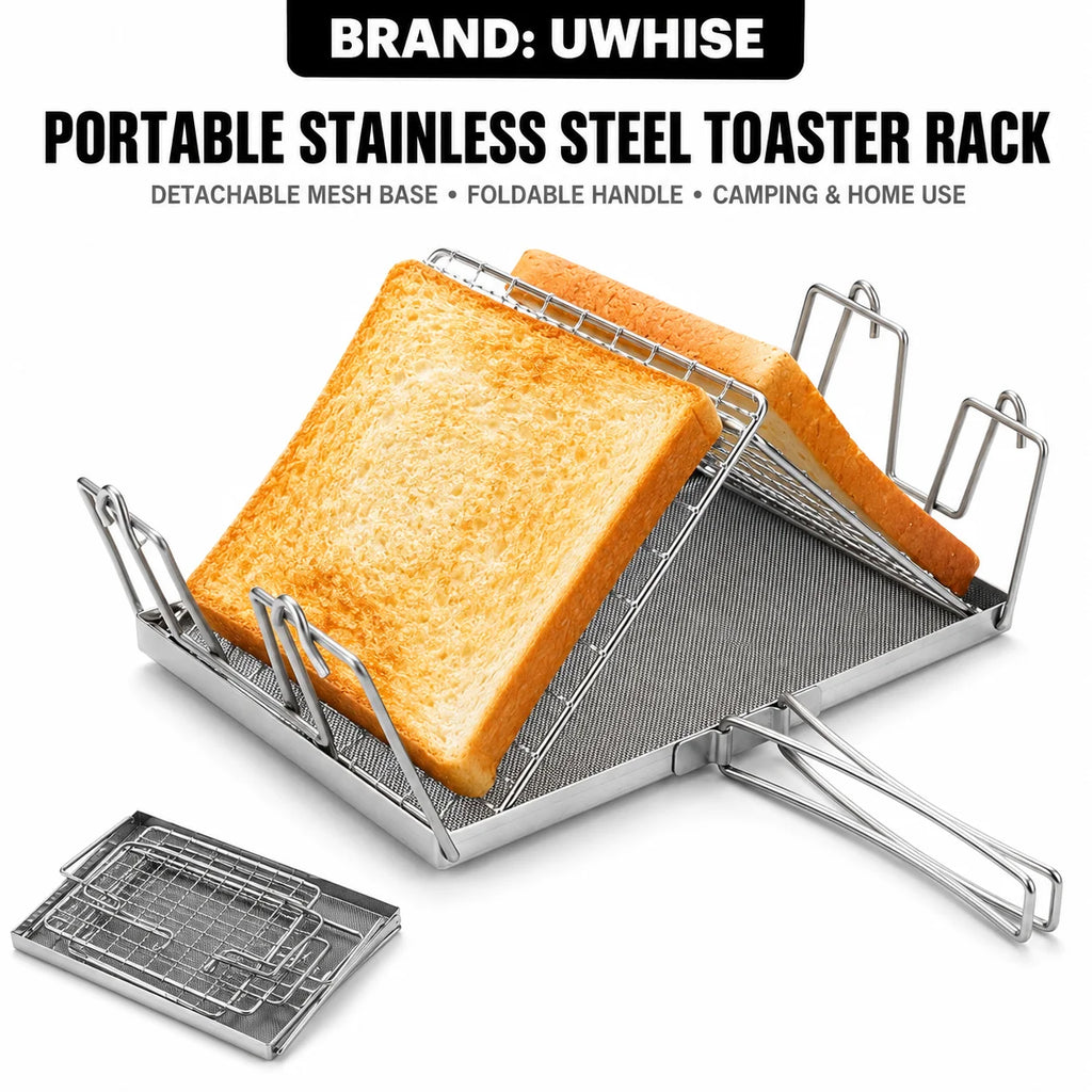 Uwhise Foldable Camping Toaster | Stainless Steel Camp Grill Camping Toaster Grill Axl Silver
