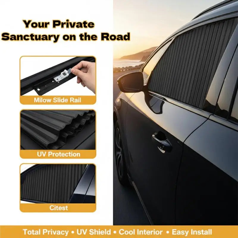 Car Sunshade Curtains 4 PCS – Retractable UV Window Cover Car Window Sunshade Axl