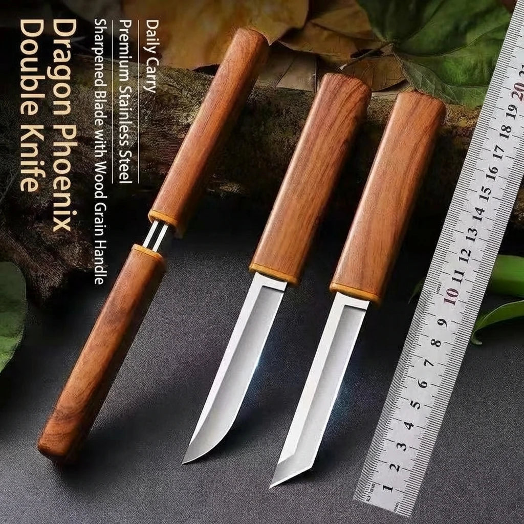 2-in-1 Stainless Steel Utility Knife – Camping, Fishing & BBQ Outdoor Utility Knife Axl