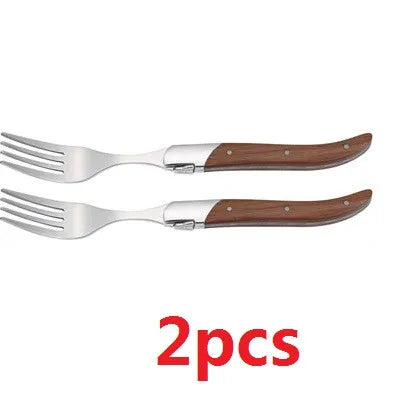 Laguiole Steak Knives Rosewood Handle Set 2–10 Pcs | 8.25" Steak Knife Set Axl 2pcs fork