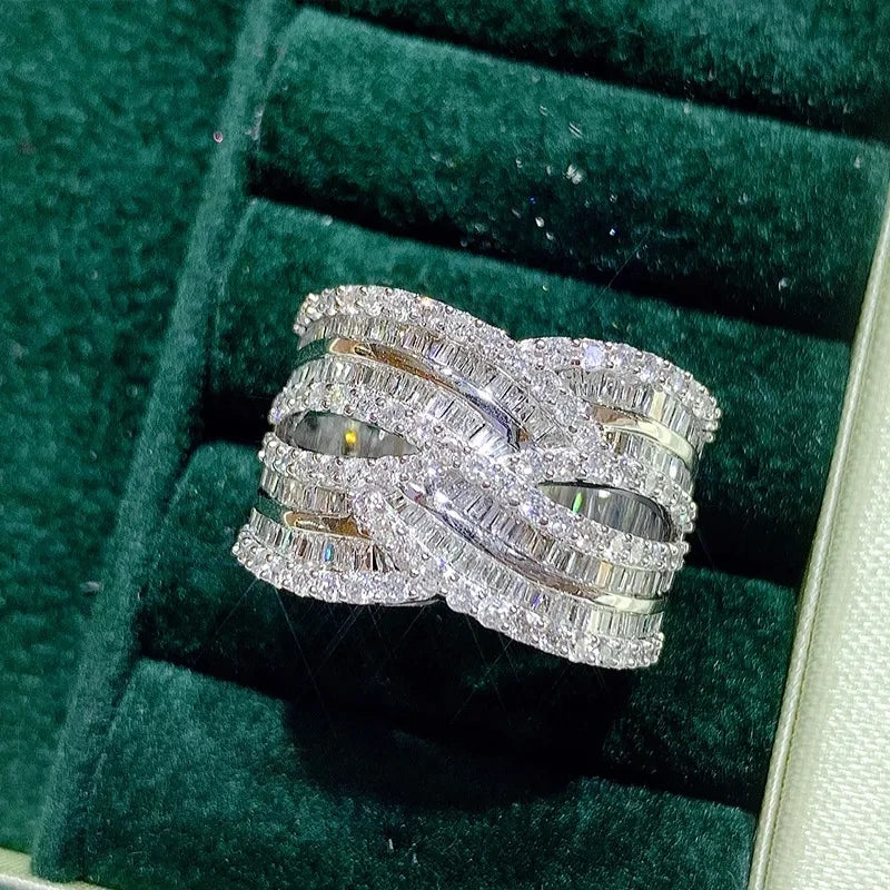 Huitan Women's Cubic Zirconia Pave Wedding Band Ring Fashion Ring Axl Q009 10