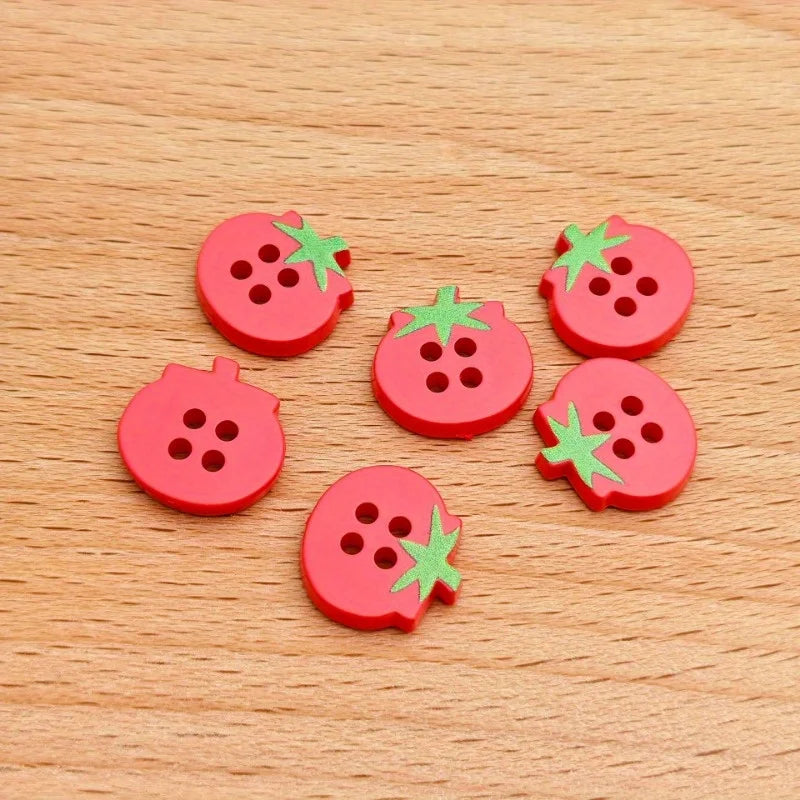 10-Piece Tomato 4-Hole Resin Buttons for DIY Sewing & Crafts Craft Sewing Buttons Axl