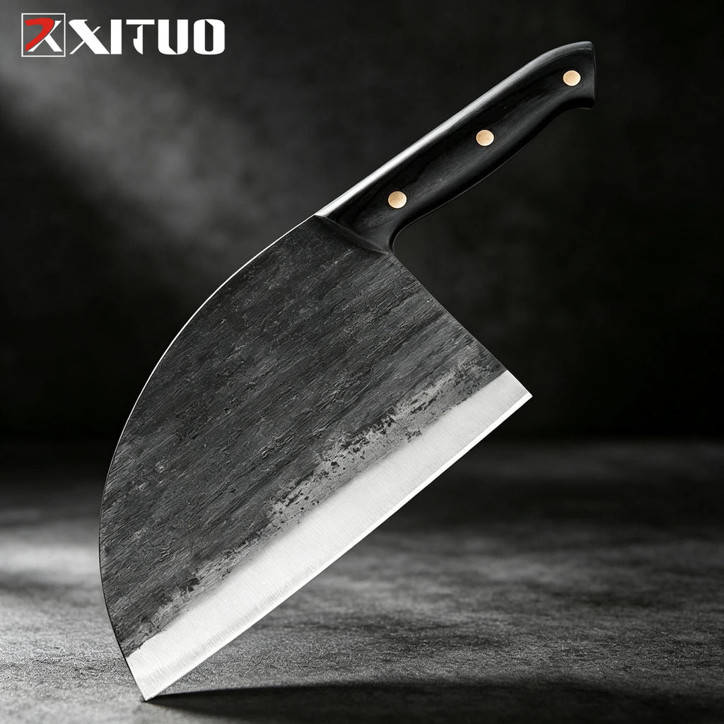 XITUO Forged High Carbon Steel Cleaver Knife – Full Tang Kitchen Cleaver Knife Axl