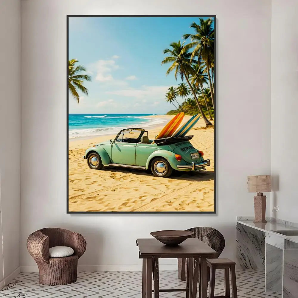 Summer Beach Surfing HD Waterproof Wall Stickers | Home Décor Wall Decal Sticker Axl White10 40X50cmNoframe