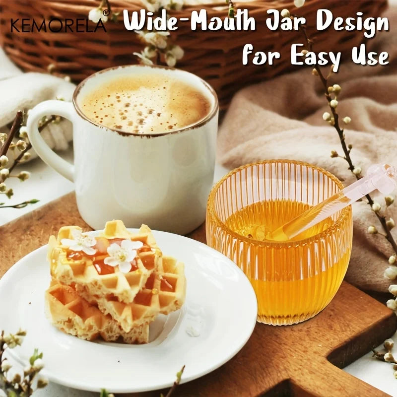 Glass Honey Jar with Lid & Dipper 230ml | Honey Pot Dispenser Glass Honey Jar Axl