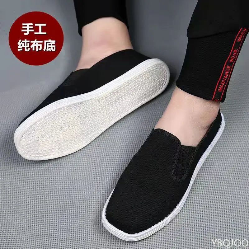 Men's Handmade Canvas Slip-On Shoes – Lightweight Breathable Flats Canvas Slip-On Shoes Axl