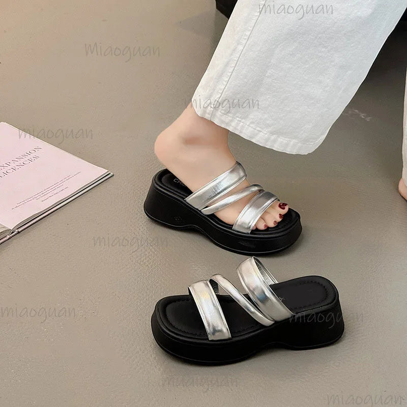 Women's Wedge Slide Sandals – Thick Sole Summer Slippers Wedge Slide Sandals Axl