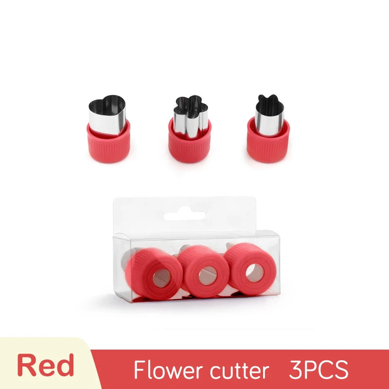 Stainless Steel Cookie & Fruit Cutter Mold Set – Flower Shapes Cookie Cutter Set Axl 3pcs-Red