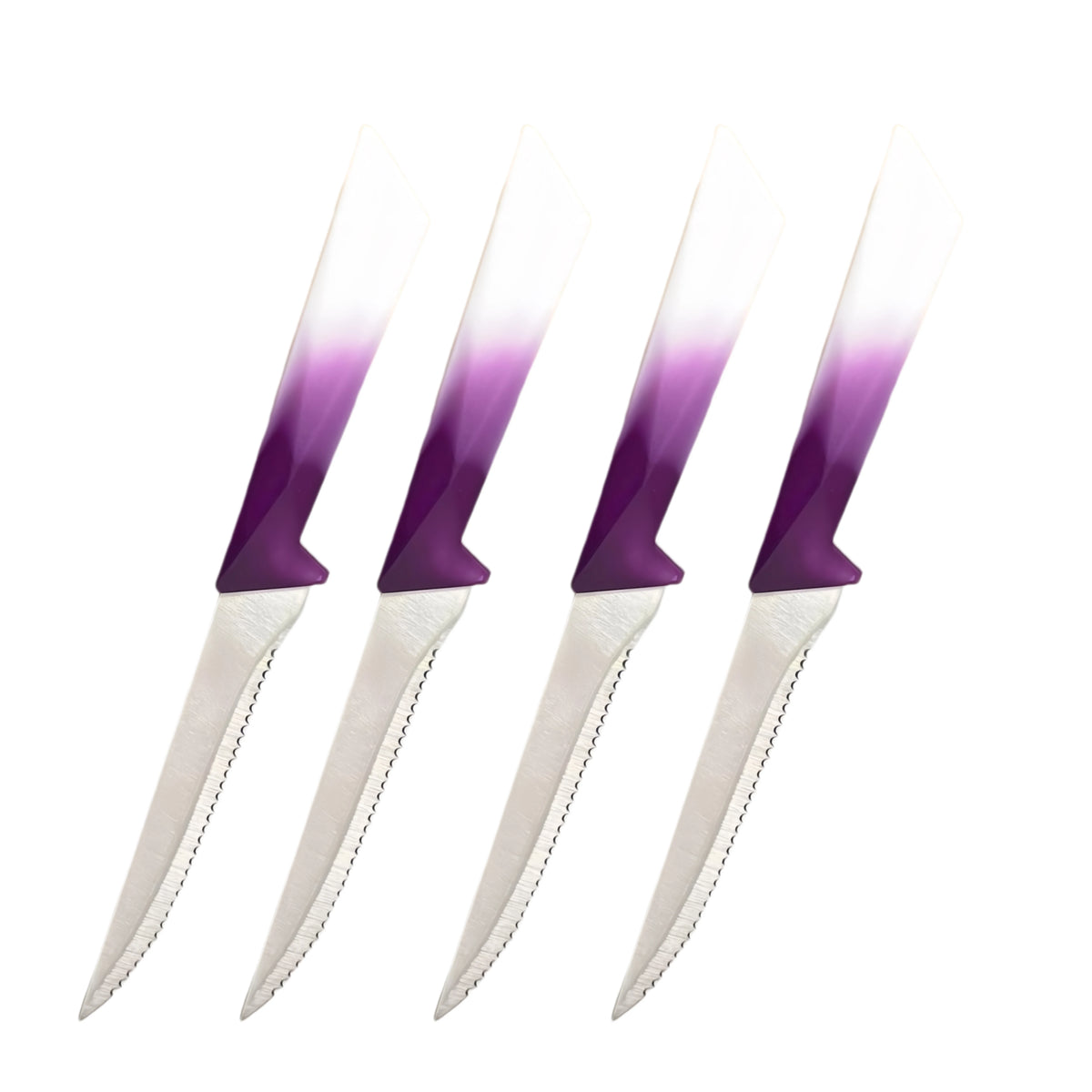 Steak Knife Set 4/6/8 Pcs – Gradient Handle Serrated Steel Steak Knife Set Axl Purple 4PCS