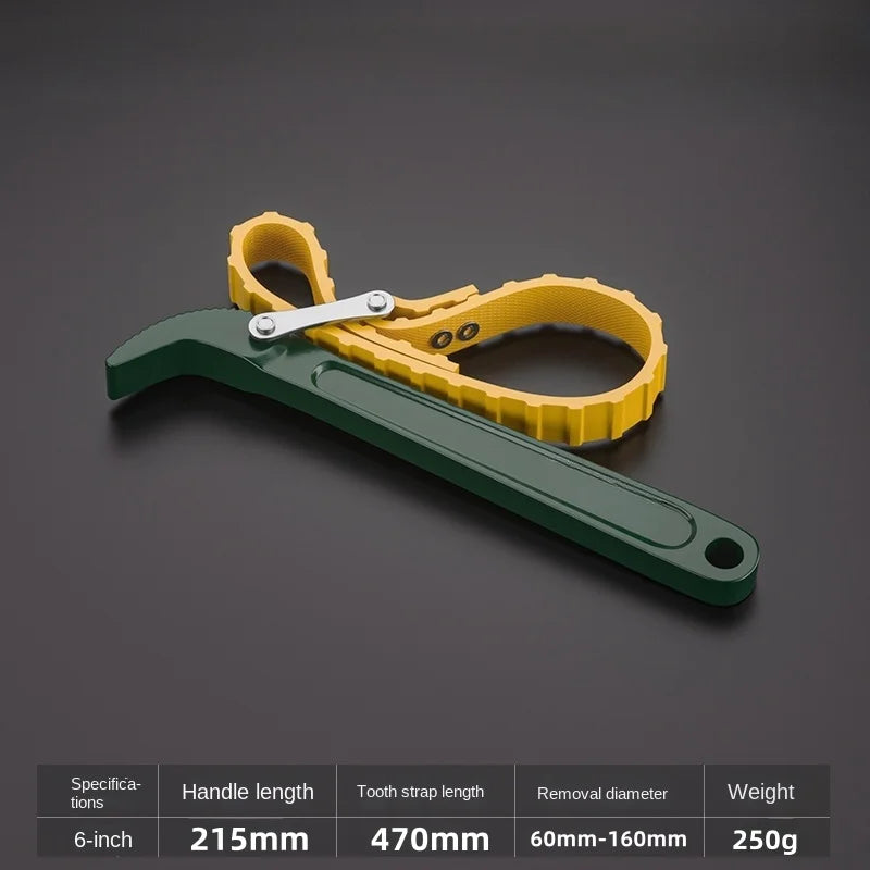 6" Adjustable Belt Wrench Oil Filter Strap Spanner Tool Belt Strap Wrench Axl green