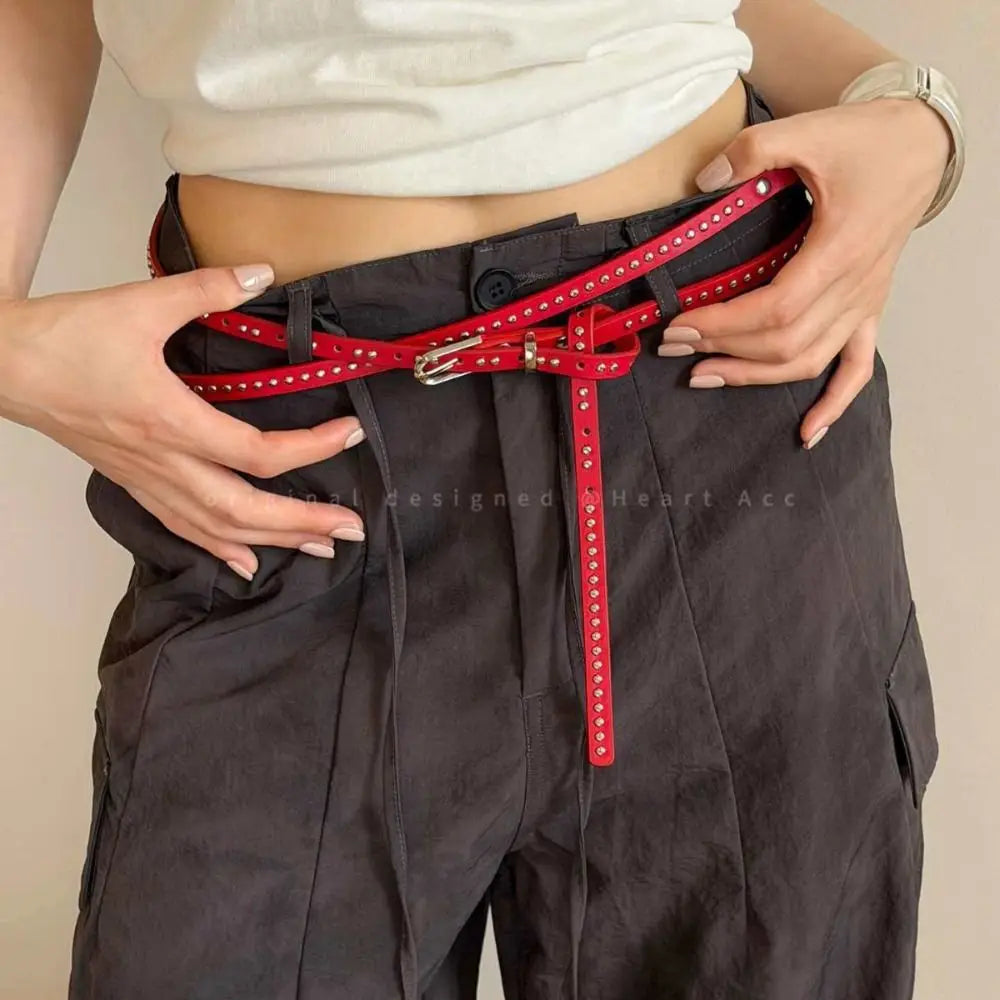 PU Leather Rivet Belt – Gothic Punk Y2K Metal Waistband Fashion Rivet Belt Axl