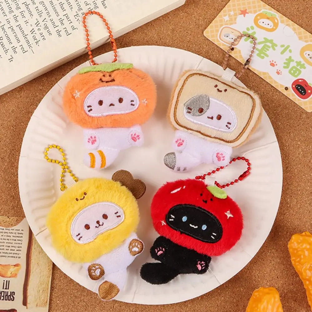 Plush Cat Keychain Pair – Cute Cartoon Kitty Pendant & Bag Charm Plush Keychain Axl