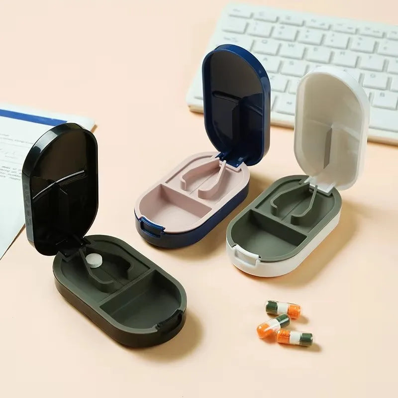 Portable Pill Cutter & Organizer – Stainless Steel Blade Pill Cutter Organizer Axl
