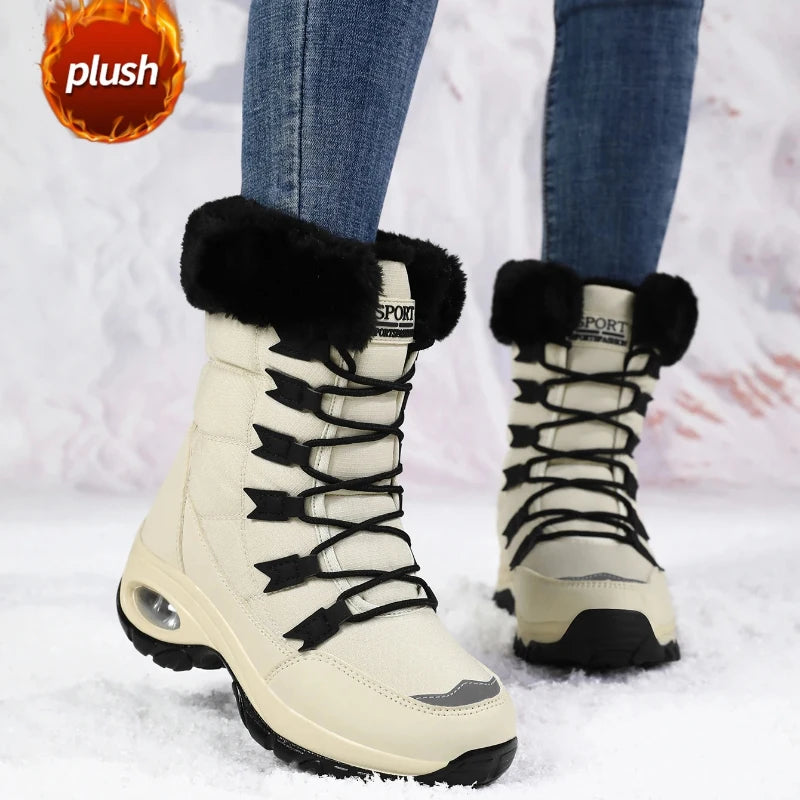 Women's Waterproof Winter Snow Boots – Warm Plush Non-Slip Women's Snow Boots Axl WHITE 36