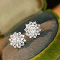 Huitan Flower CZ Stud Earrings – Dazzling Crystal Women's Studs CZ Stud Earrings Axl E4272