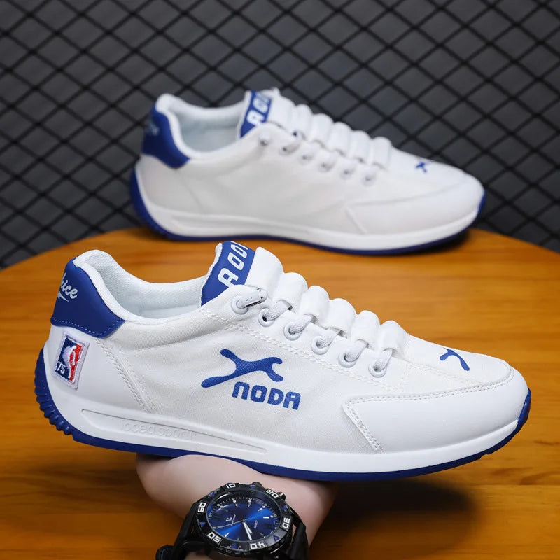 Men's Breathable Canvas Sneakers – Soft Sole Casual Board Shoes Men's Canvas Sneakers Axl white blue 44