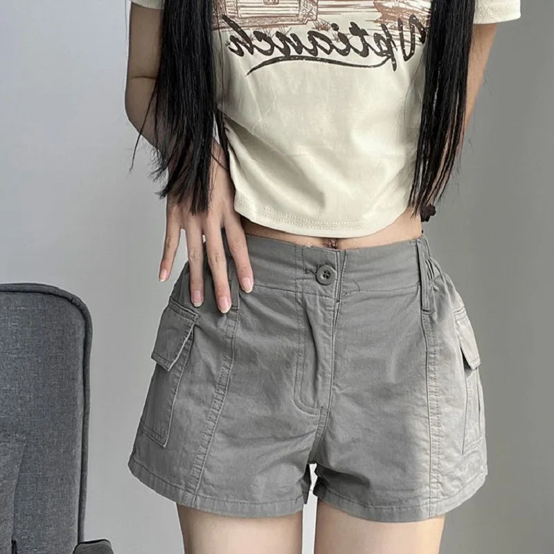 Women's Y2K Cargo Shorts – Low Waist Zipper Pockets Streetwear Women's Cargo Shorts Axl