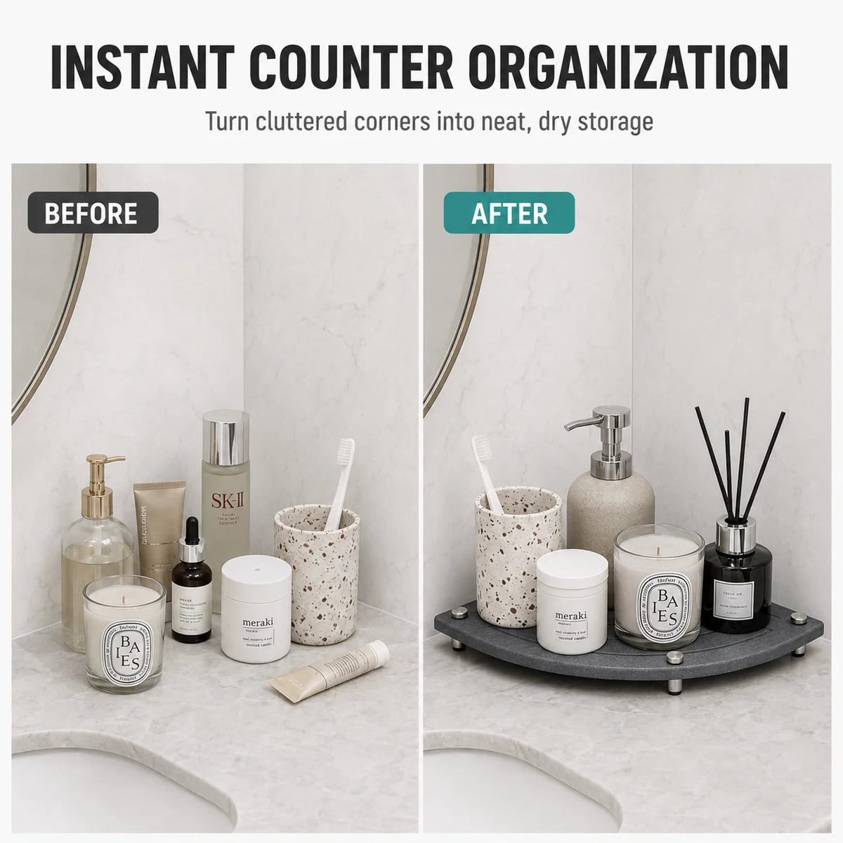 Diatomaceous Earth Corner Sink Caddy – Stone Drying Mat Tray Stone Sink Caddy Axl