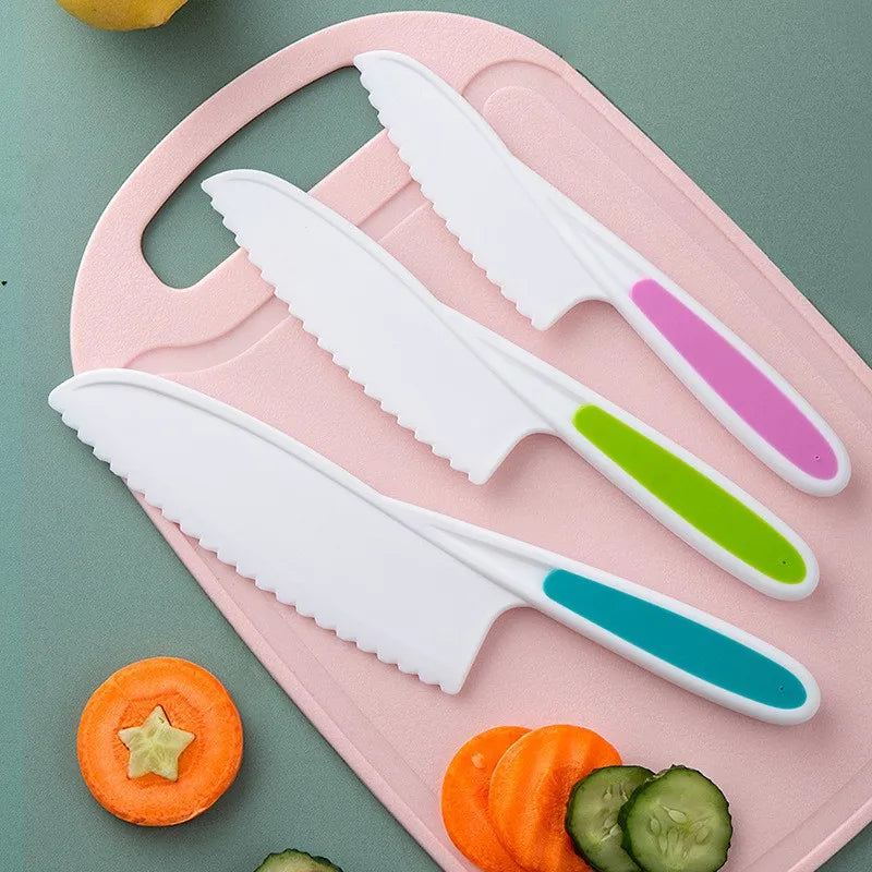 Kids' Plastic Kitchen Knife Set | Safe Serrated Cooking Knives Kids Kitchen Knife Set Axl