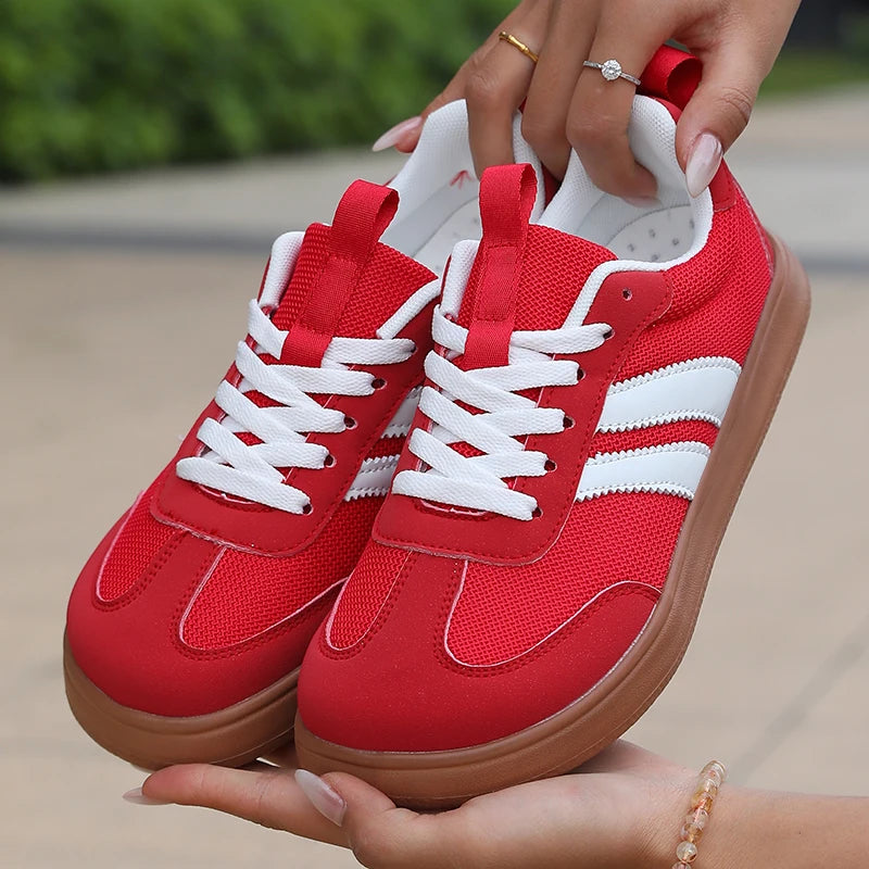 ZULIWAGN Women's Lightweight Striped Sneakers | Plus Size Women's Sneakers Axl Red 39