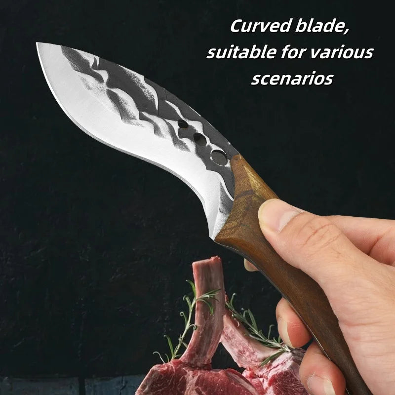 Forged Meat Cleaver & Boning Knife – Full Tang Sandalwood Kitchen Knife Axl
