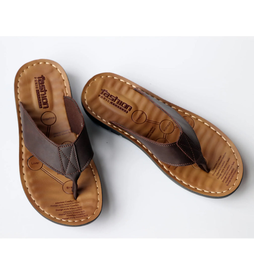 YBQJOO Men's Leather Flip Flops – Non-Slip Beach Sandals Men's Flip Flops Axl
