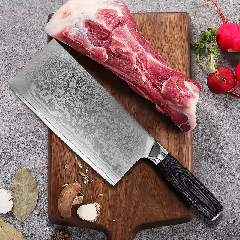 InLeung Damascus Steel Meat Cleaver – Handmade Chef Knife Damascus Chef Knife Axl