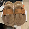 Women's Plush Faux Fur Slippers – Warm Anti-Slip Indoor Shoes Women's Plush Slippers Axl 39 Khaki