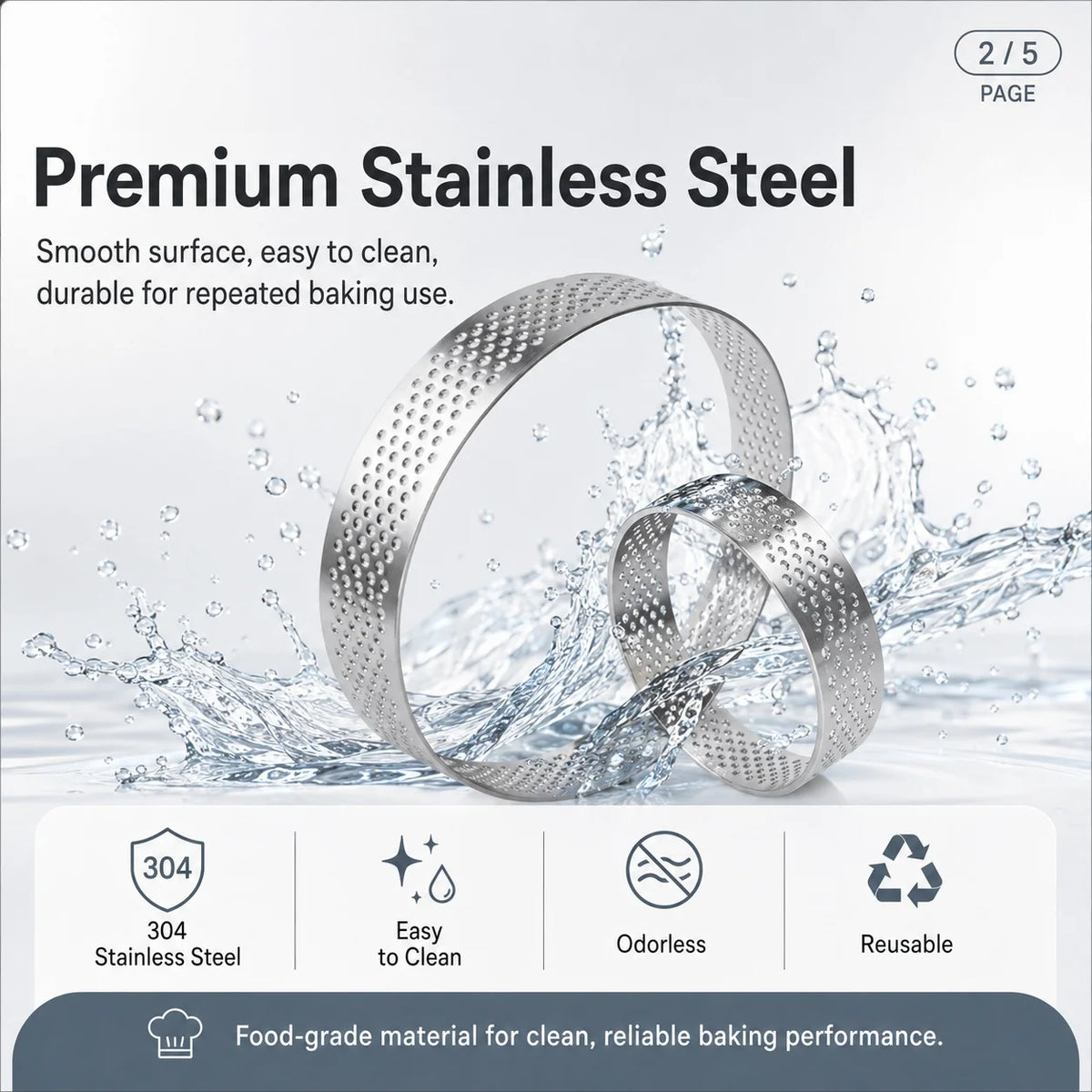 Stainless Steel Tart Ring & Mousse Cake Mold | Baking Tool Cake Mold Ring Axl