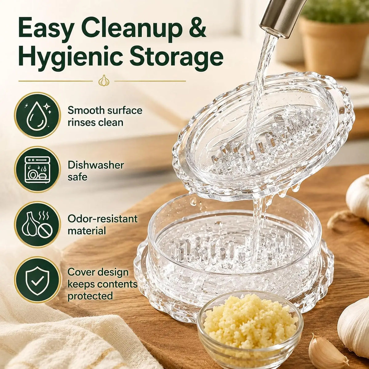 Transparent Manual Garlic Press Crusher & Masher | Kitchen Tool Garlic Press Axl