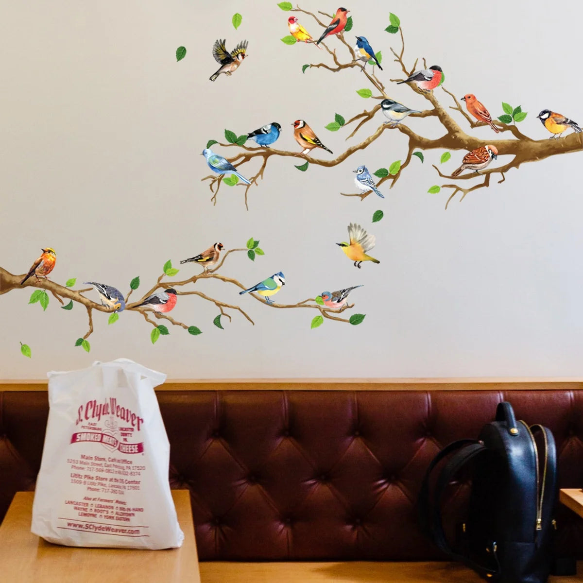 Chinese Vintage Bird Tree Branch Wall Stickers – 4 Pc Decal Set Wall Decal Stickers Axl