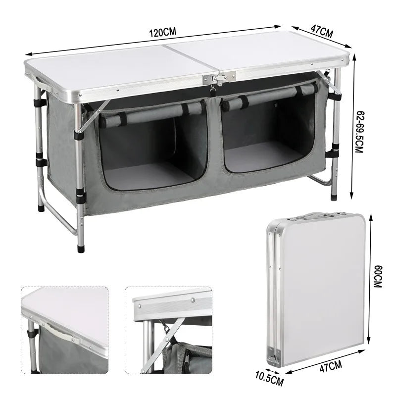 Folding Aluminum Camping Table with Storage Bag | Height Adjustable Folding Camping Table Axl