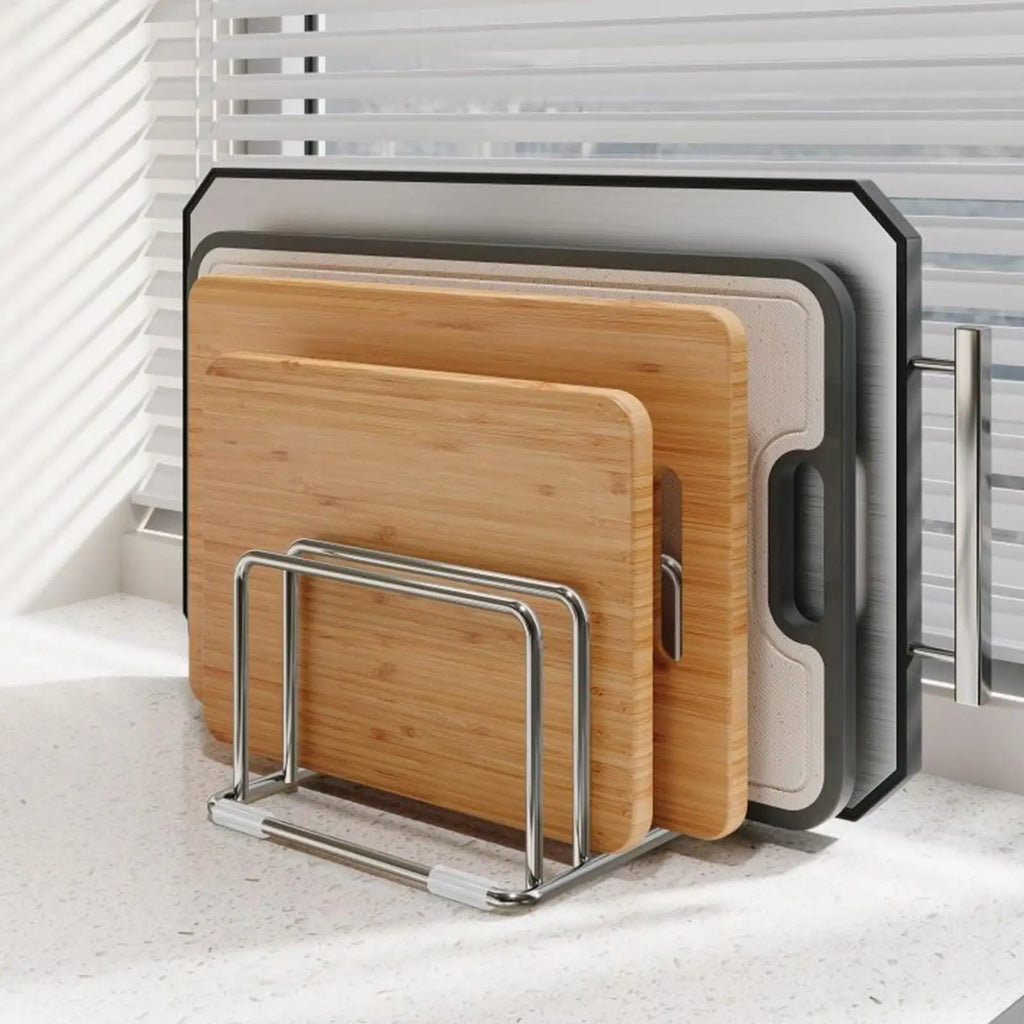 Stainless Steel Cutting Board Holder Stand | Space-Saving Kitchen Board Organizer Axl Default Title