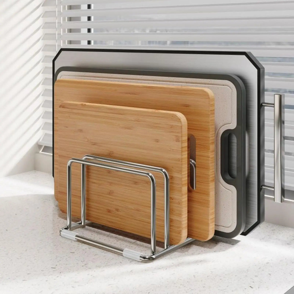Stainless Steel Cutting Board Holder Stand | Space-Saving Kitchen Board Organizer Axl Default Title