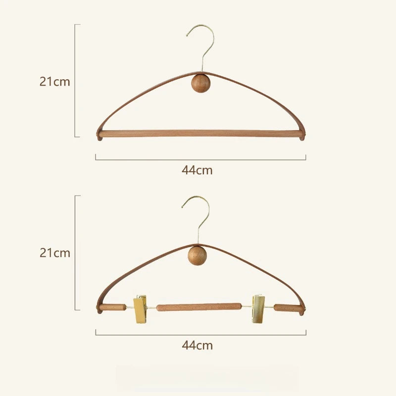Nordic Beech Wood Hangers – Non-Slip Clothing Rack (5 Pack) Wooden Clothes Hangers Axl