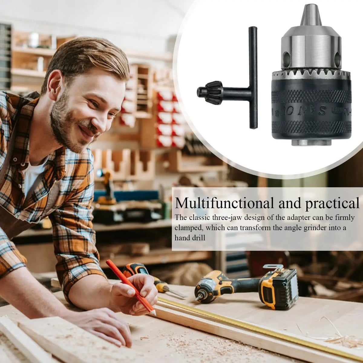Angle Grinder Drill Chuck Adapter | 3-Claw M10 100-Type Drill Chuck Adapter Axl