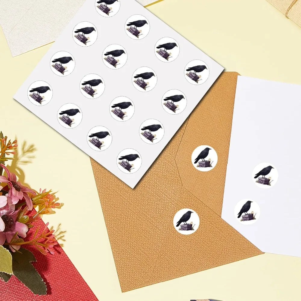 128 Pcs Raven Cartoon Stickers – Waterproof Round Decals Decorative Stickers Axl