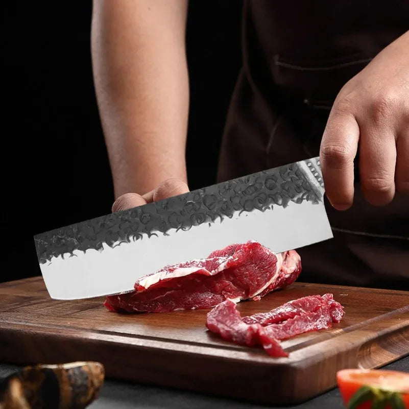 InLeung Chef Cleaver Knife – Stainless Steel Wood Handle Chef Cleaver Knife Axl
