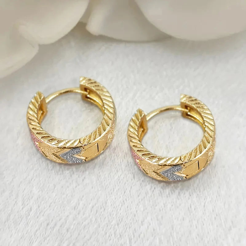 Huitan Matte Gold V-Shape Enamel Hoop Earrings | Geometric Huggie Hoop Earrings Axl