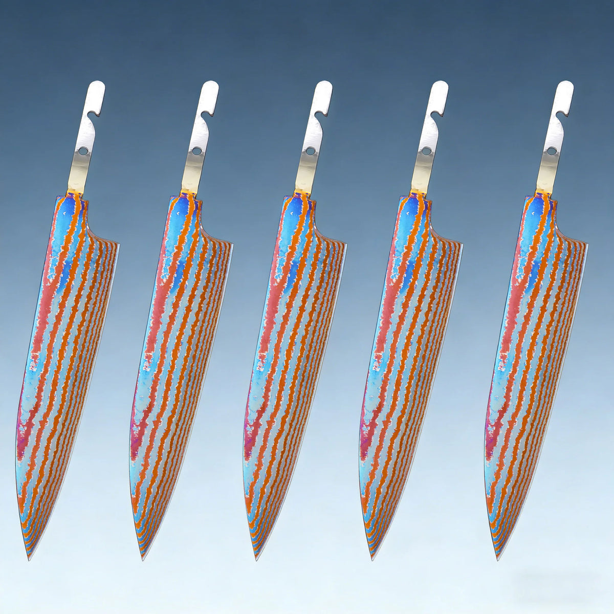 Damascus Steel Blank Blade DIY Kit – Titanium Kitchen Knife Knife Blank Blade Axl Knife Blade-5PCS