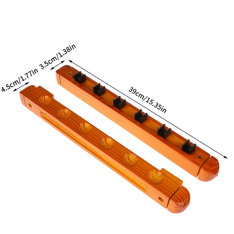 6-Hole Wall Mount Solid Wood Pool Cue Rack | Billiard Holder Billiard Cue Rack Axl