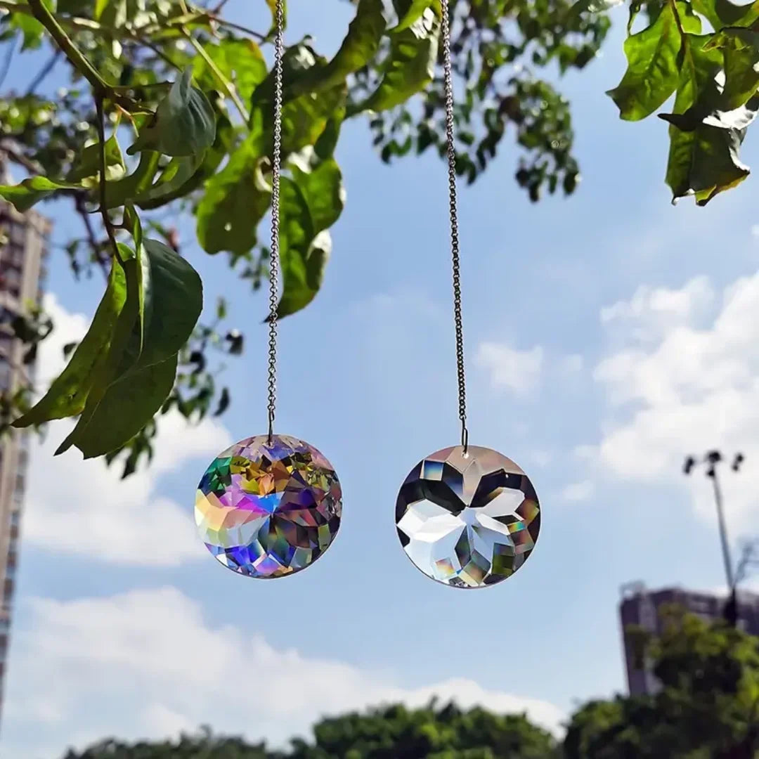 Round Crystal Sun Catchers – Glass Prism Rainbow Maker 2 Pack Window Sun Catcher Axl