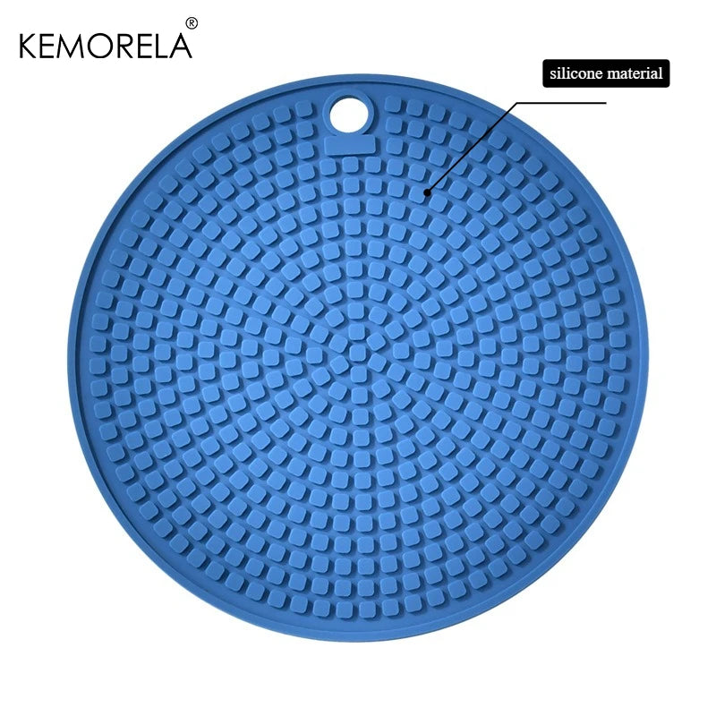 KEMORELA Silicone Honeycomb Round Mat – Coaster & Pot Pad Silicone Kitchen Mat Axl Blue M