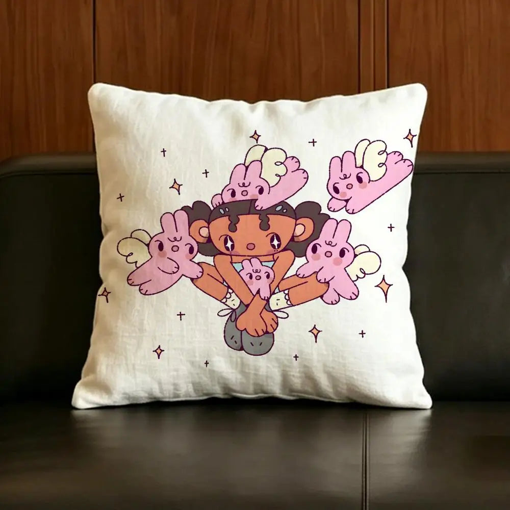 Natural Linen Cushion Cover Set | Printed Pillow Cover 6 Sizes Linen Cushion Cover Axl White3 30X30cm