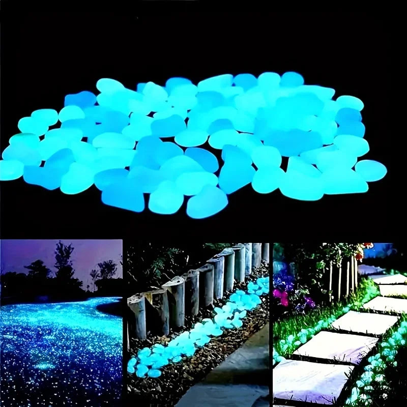 100 Glow in the Dark Pebbles – Luminous Garden & Aquarium Stones Decorative Garden Pebbles Axl