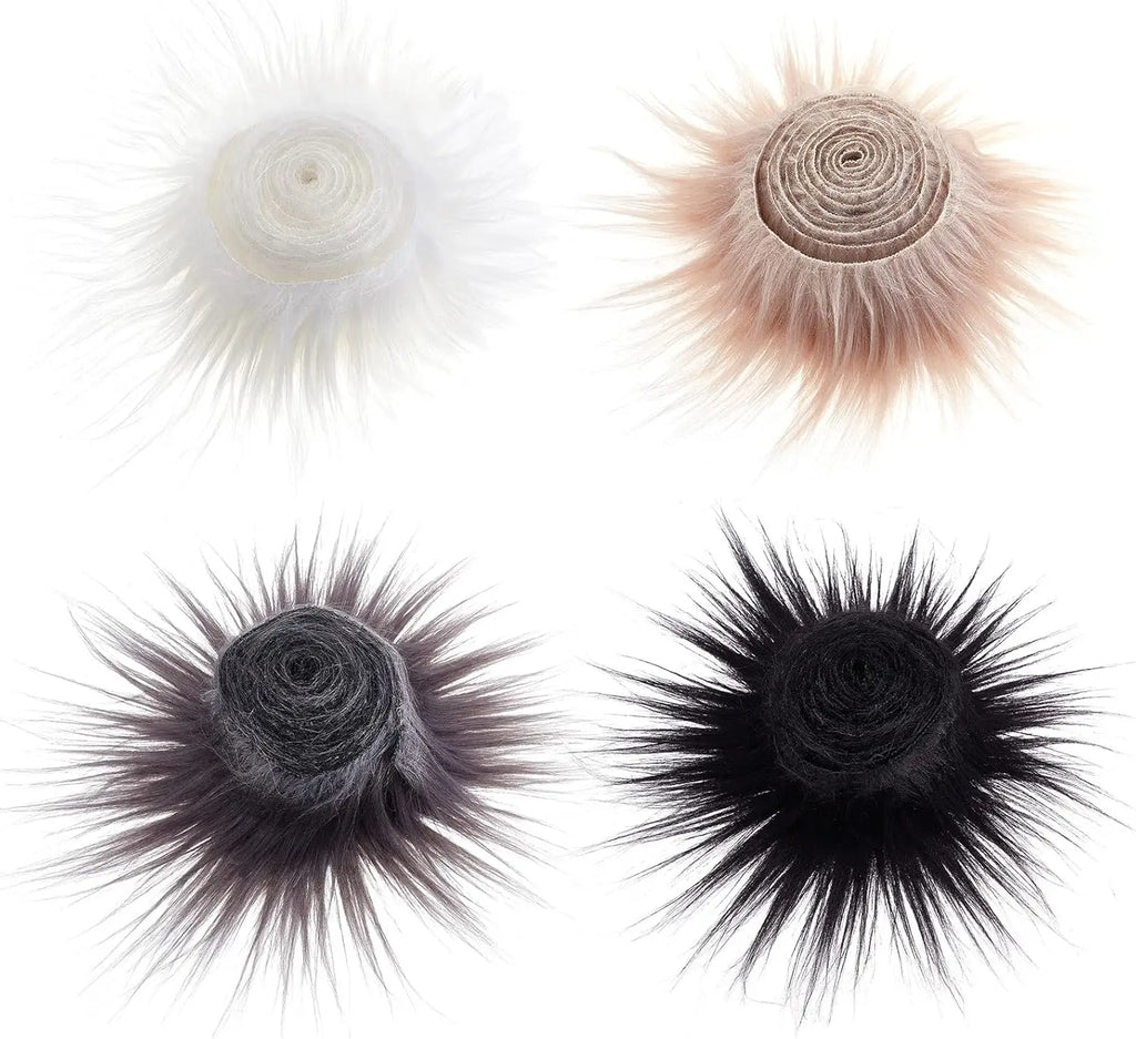 Faux Fur Fabric Strips – 4 Colors Shaggy Plush Craft Patches Faux Fur Fabric Axl AECH04-12053