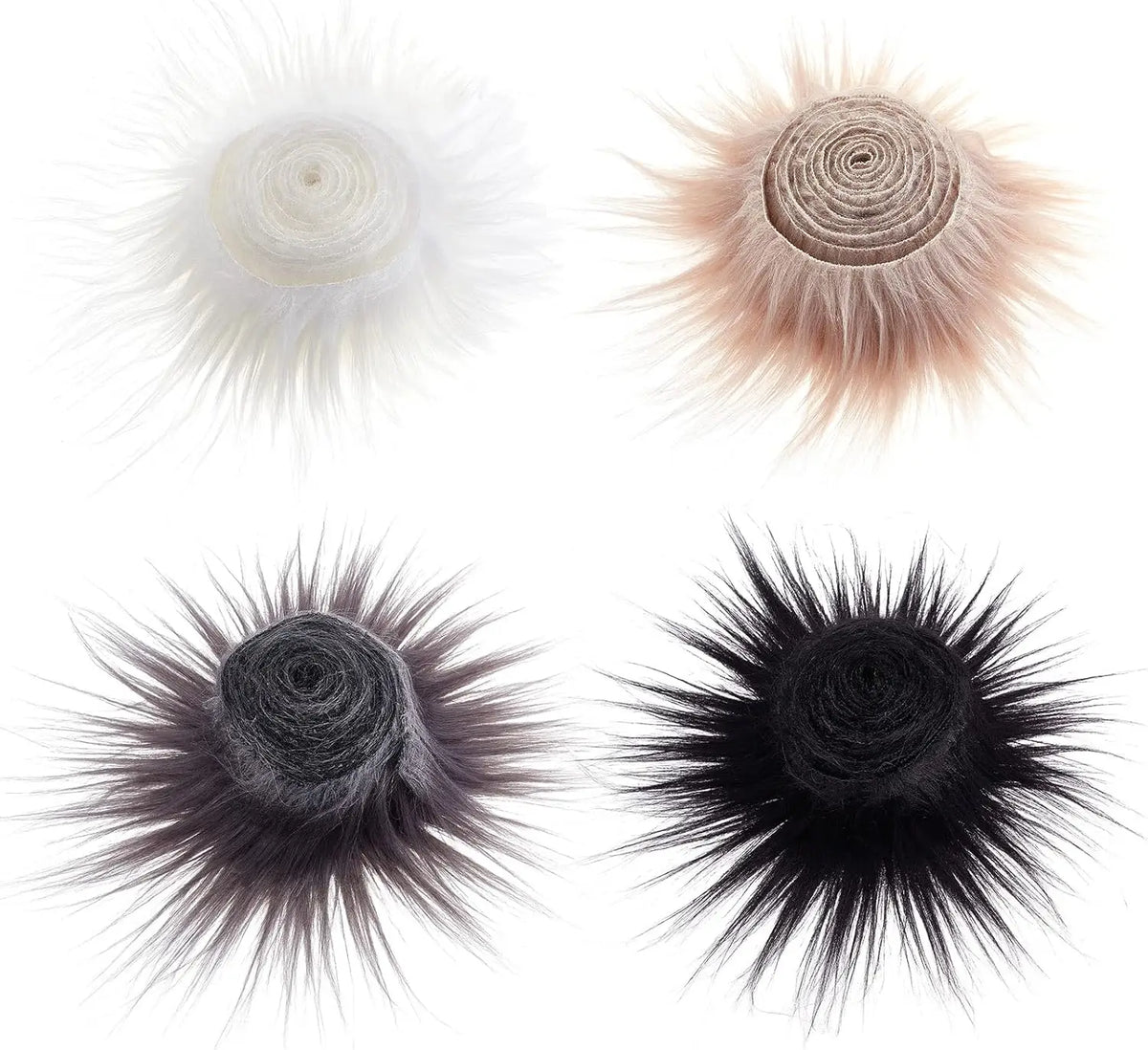 Faux Fur Fabric Strips – 4 Colors Shaggy Plush Craft Patches Faux Fur Fabric Axl AECH04-12053