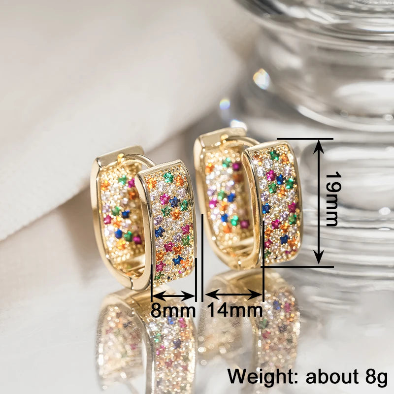 Huitan Women's Colorful CZ Hoop Earrings | Sparkling Fashion Jewelry Hoop Earrings Axl